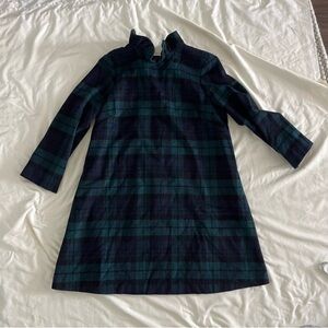 NWT Tuckernuck Green Blackwatch Plaid Daphne Wool Dress Wmns L Bow Detail